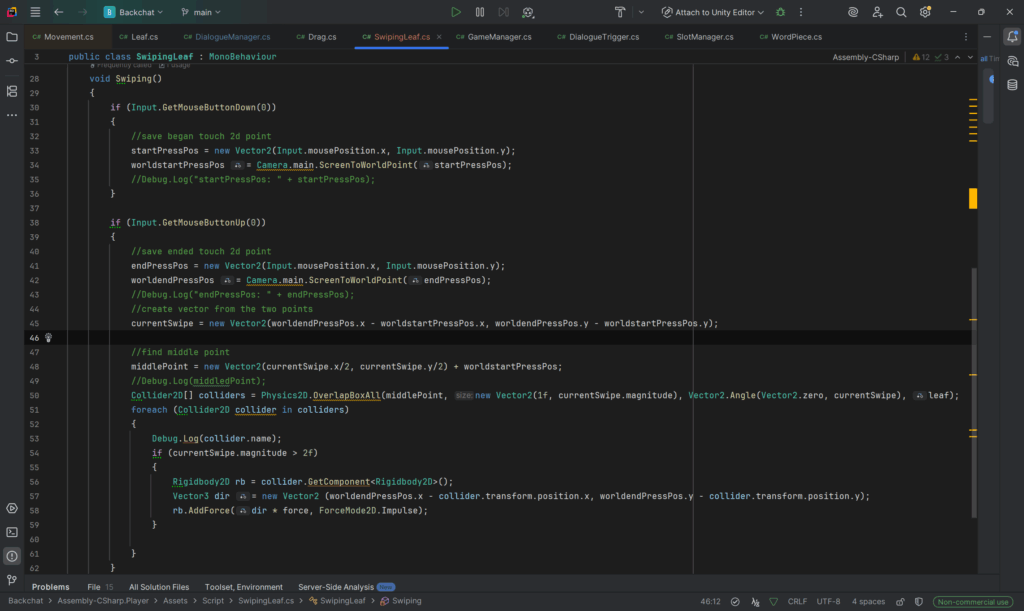 Technical (Coding & Unity) – Backchat