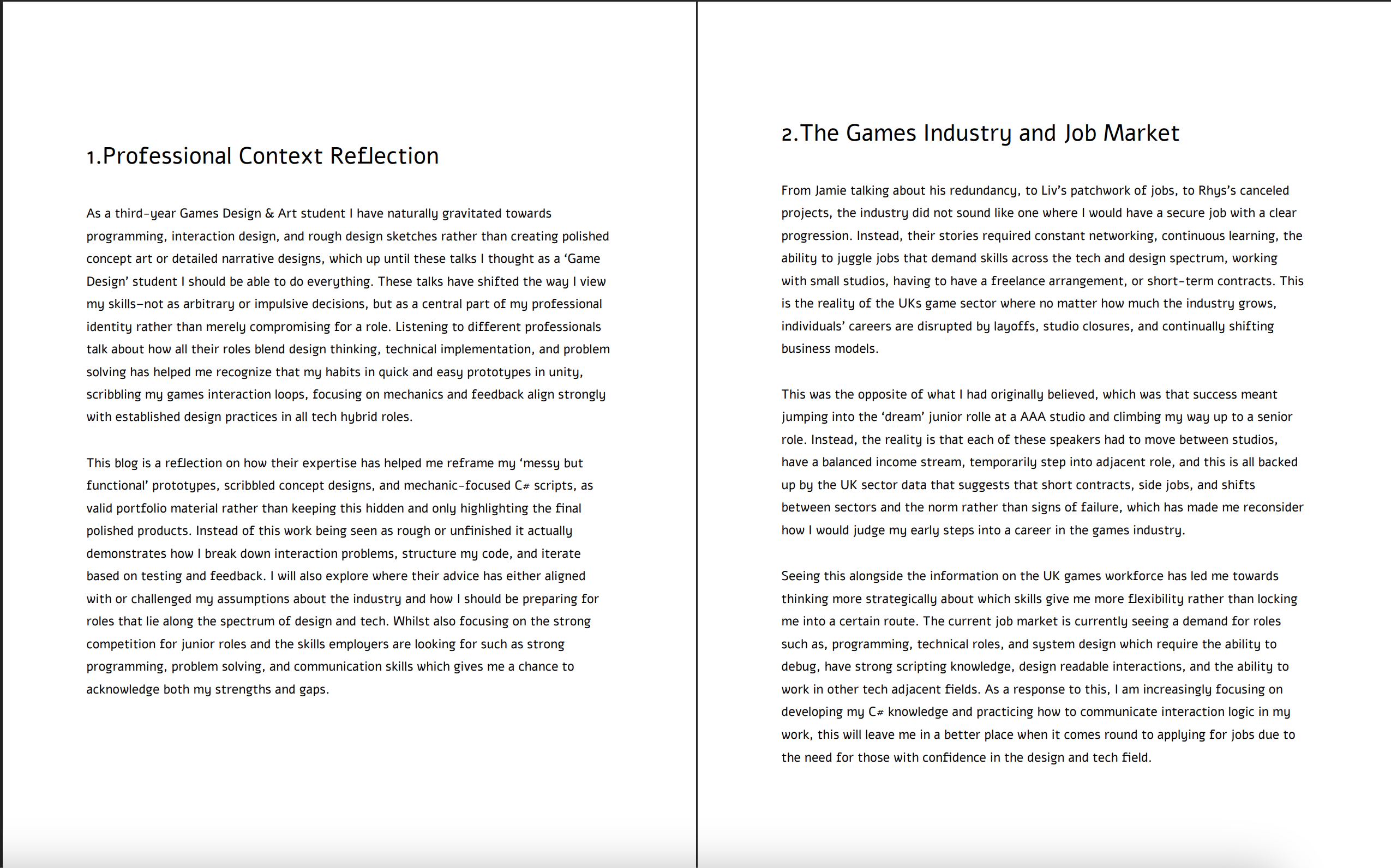 Professional Contexts Reflection